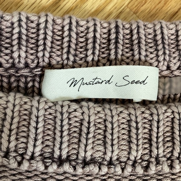 Mustard Seed Distressed Sweater Womens L Dusty Rose Faded Boho Oversized boxy - Picture 6 of 8